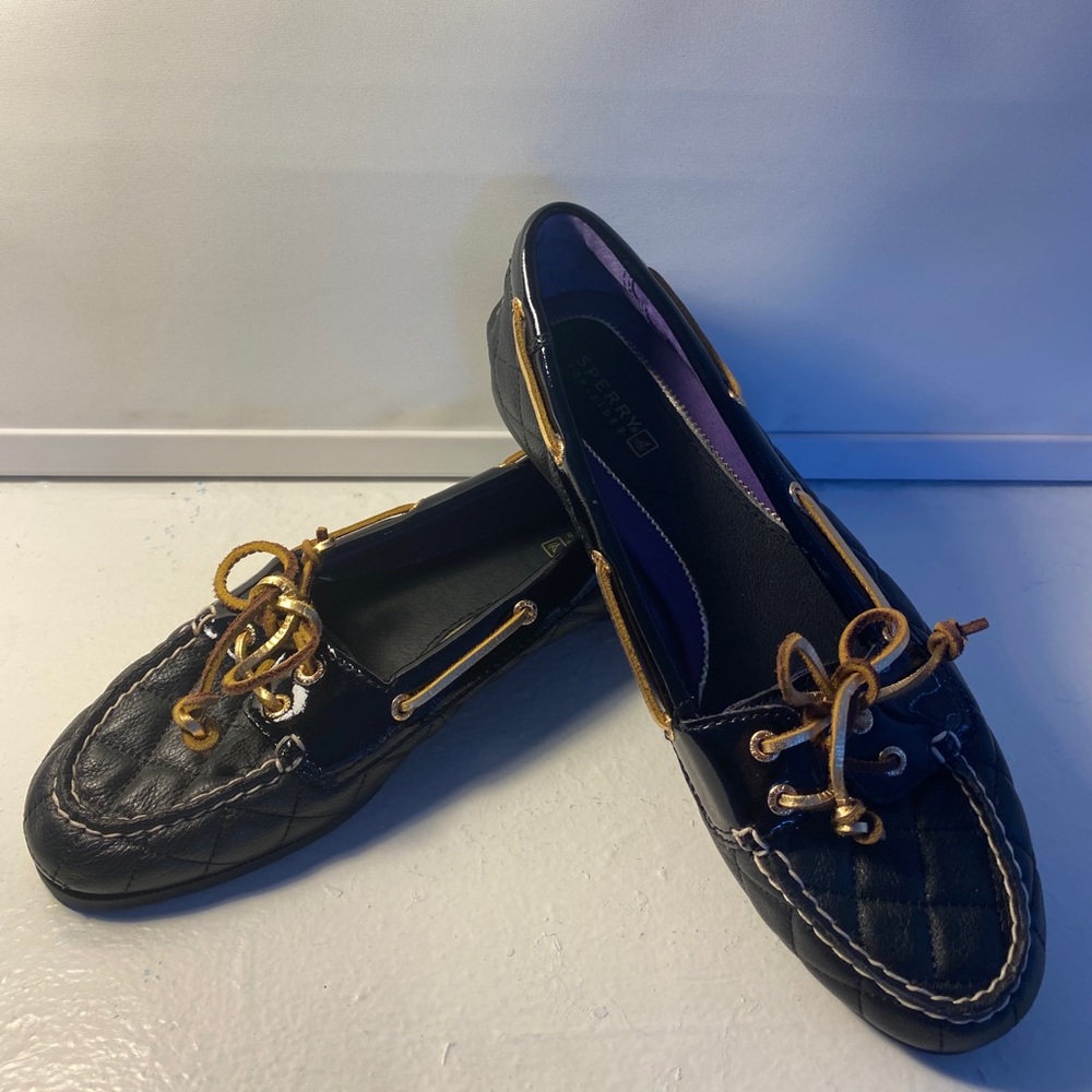 New Black Quilted Sperry Top-Sider 8.5